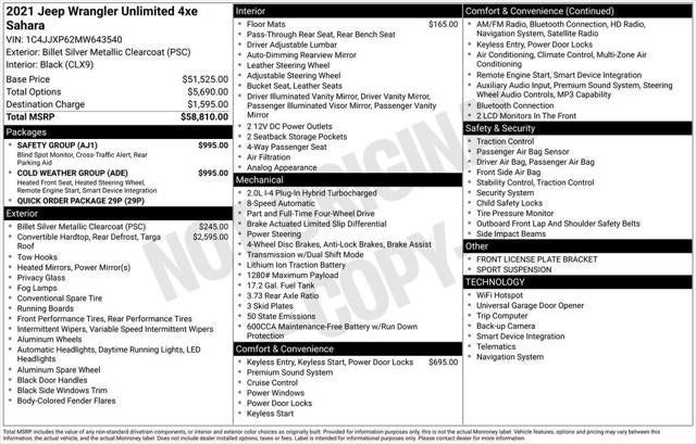 2021 Jeep Wrangler 4xe Unlimited Sahara 4x4