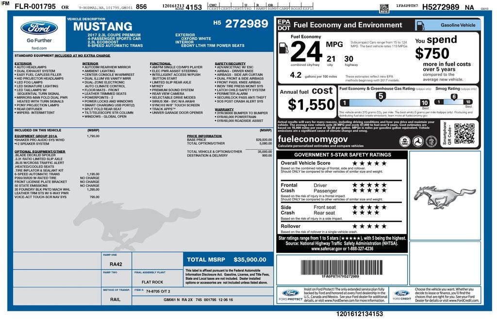2017 Ford Mustang EcoBoost Premium