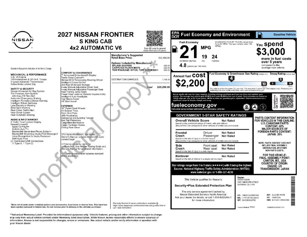 2027 Nissan Frontier King Cab® S