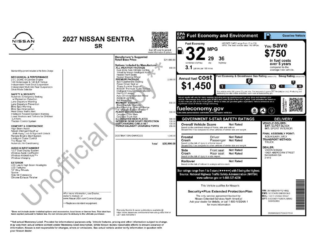 2027 Nissan Sentra SR Midnight Edition