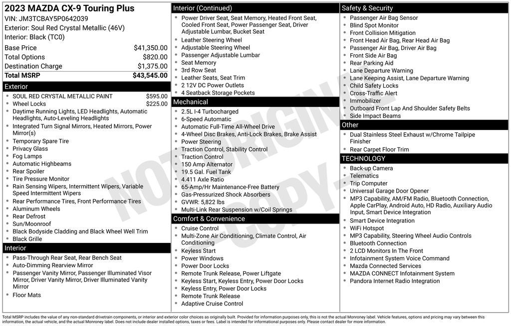 2023 Mazda Mazda CX-9 Touring Plus