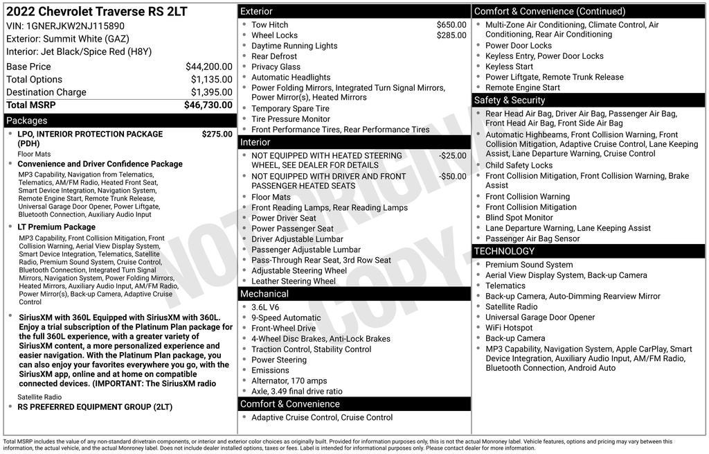 2022 Chevrolet Traverse RS