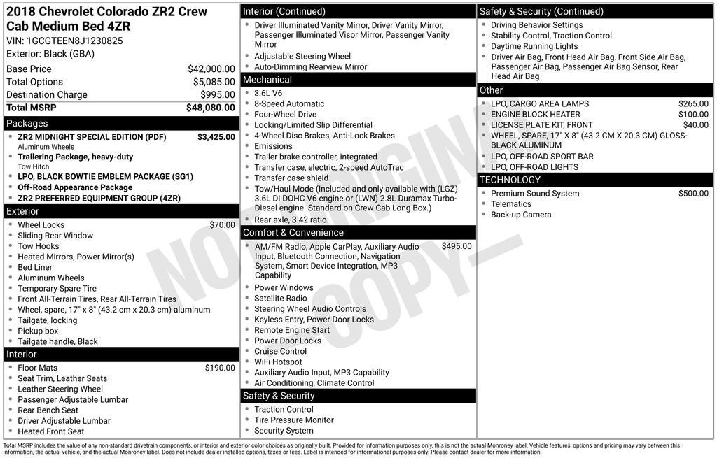 2018 Chevrolet Colorado 4WD ZR2