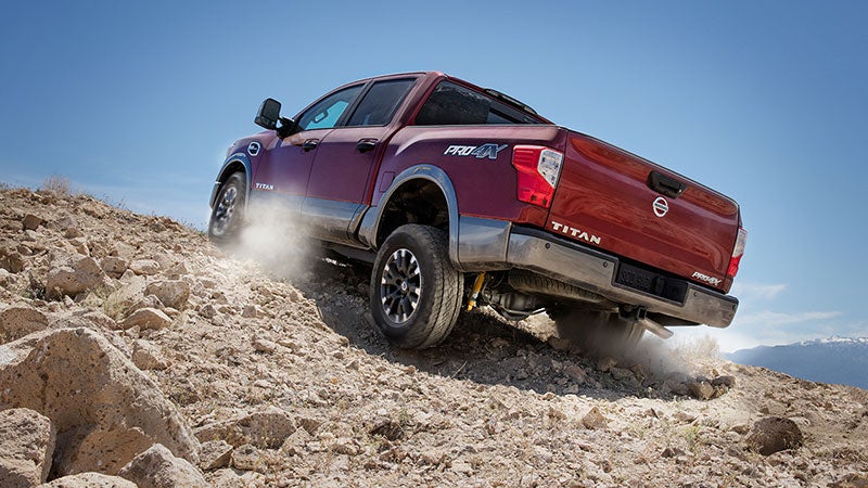nissan titan low angle rear quarter driver side view