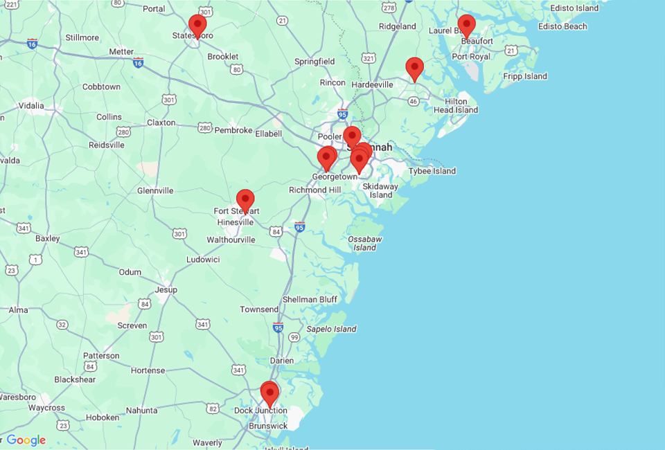 Map of Vaden Nissan of Hinesville in Hinesville GA